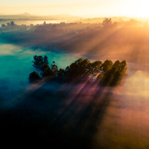 Drone photo of morning mist