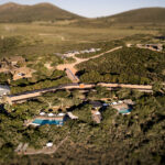 Drone view of the Garden Route Game Lodge complex.
