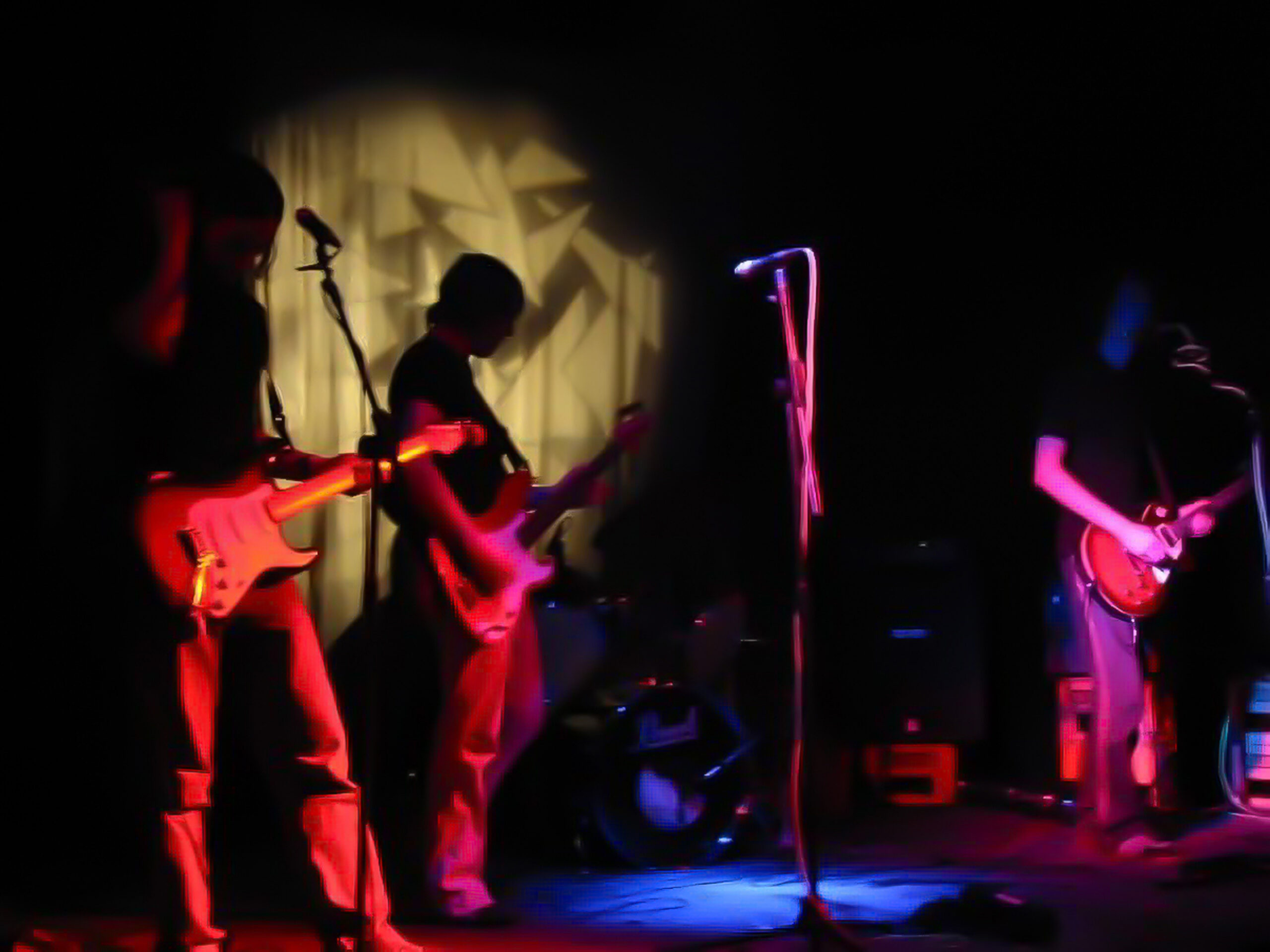 Bassist performing with a rock band